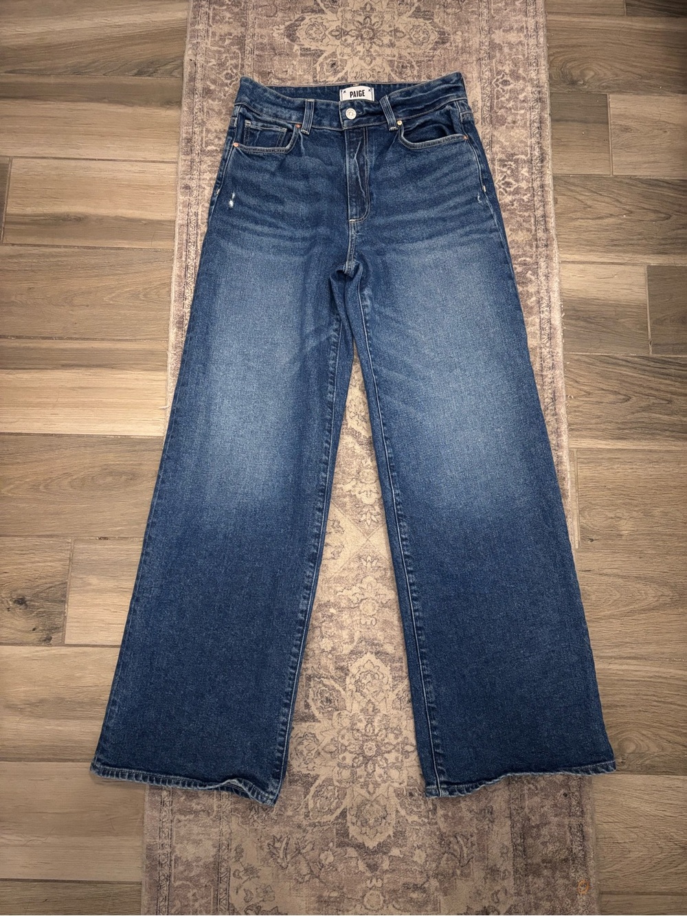 Paige Sasha High Rise Wide Leg Jeans Women's 28x30 Modernism Distressed Preppy
